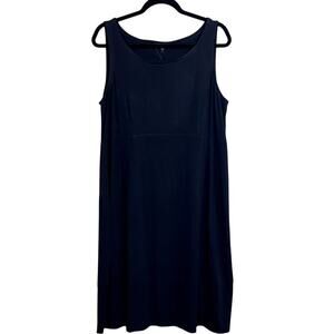 Eileen Fisher Black Sleeveless Empire Waist Dress Women’s Large Minimalist